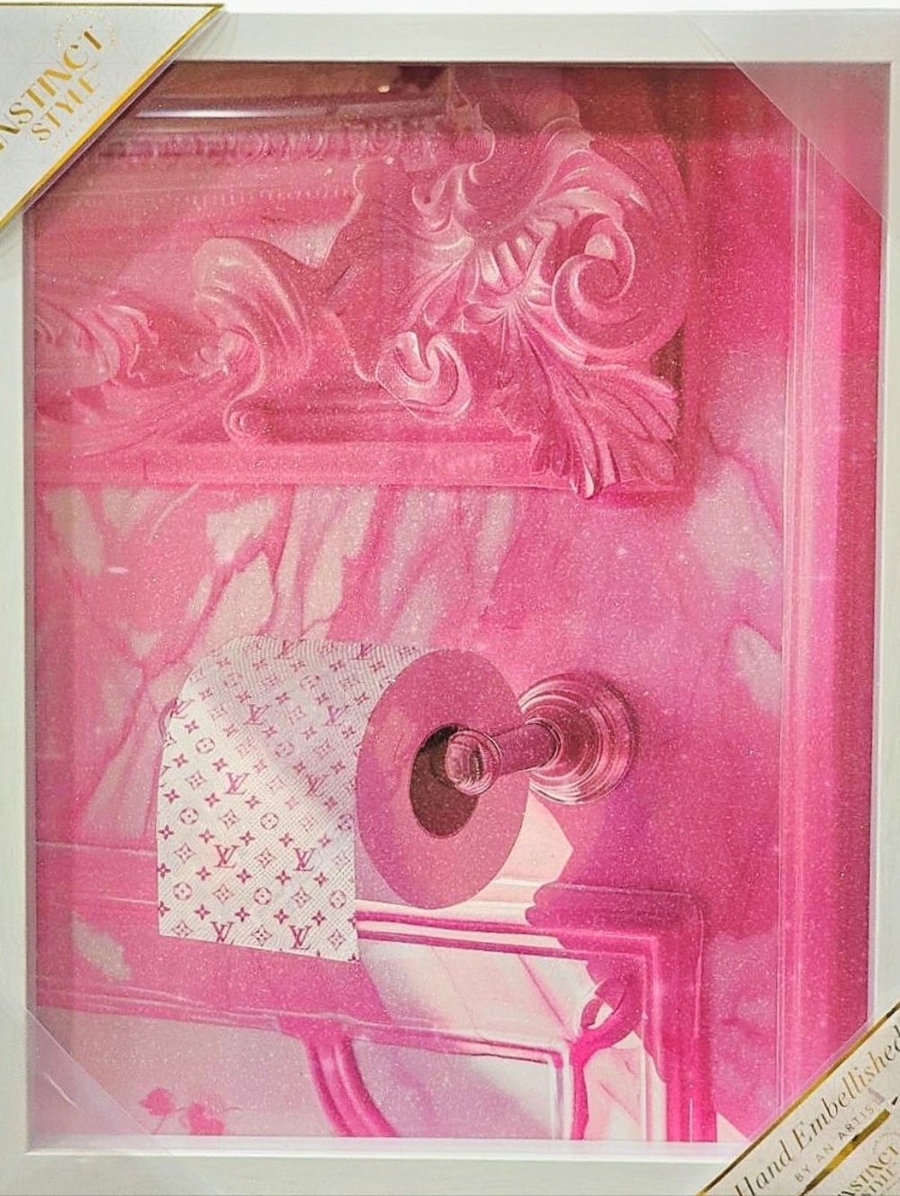 Instinct Style Louis Vuitton Glitter Toilet Paper & Bathroom Framed Wall Decor